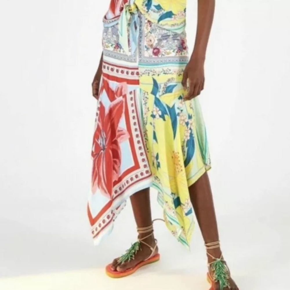 Farm Rio Azalea Patchwork Handkerchief Skirt